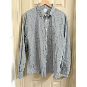 Brooks Brothers Men's XXL Black Gingham Check Dog Regent Fit Button Up L/S Shirt